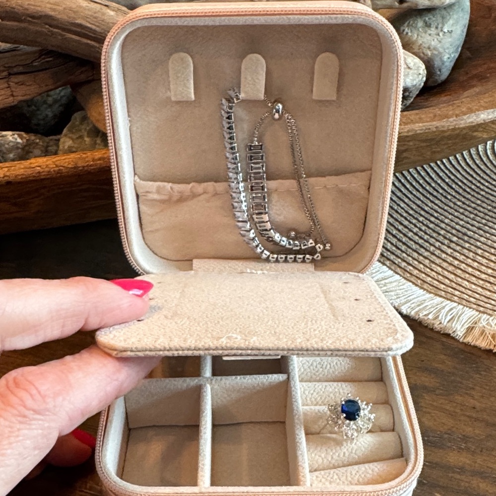 Bracelet and Blue Ring Surrounded by Swarovski Crystals in Jewelry Box sz7 ring - Picture 6 of 6